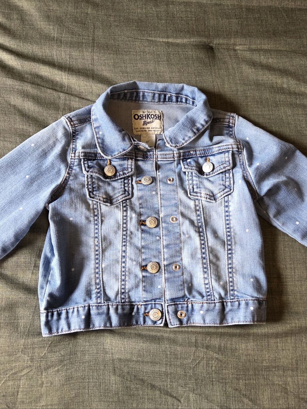 Oshkosh Jean Jacket With White Polka Dots Size 4T